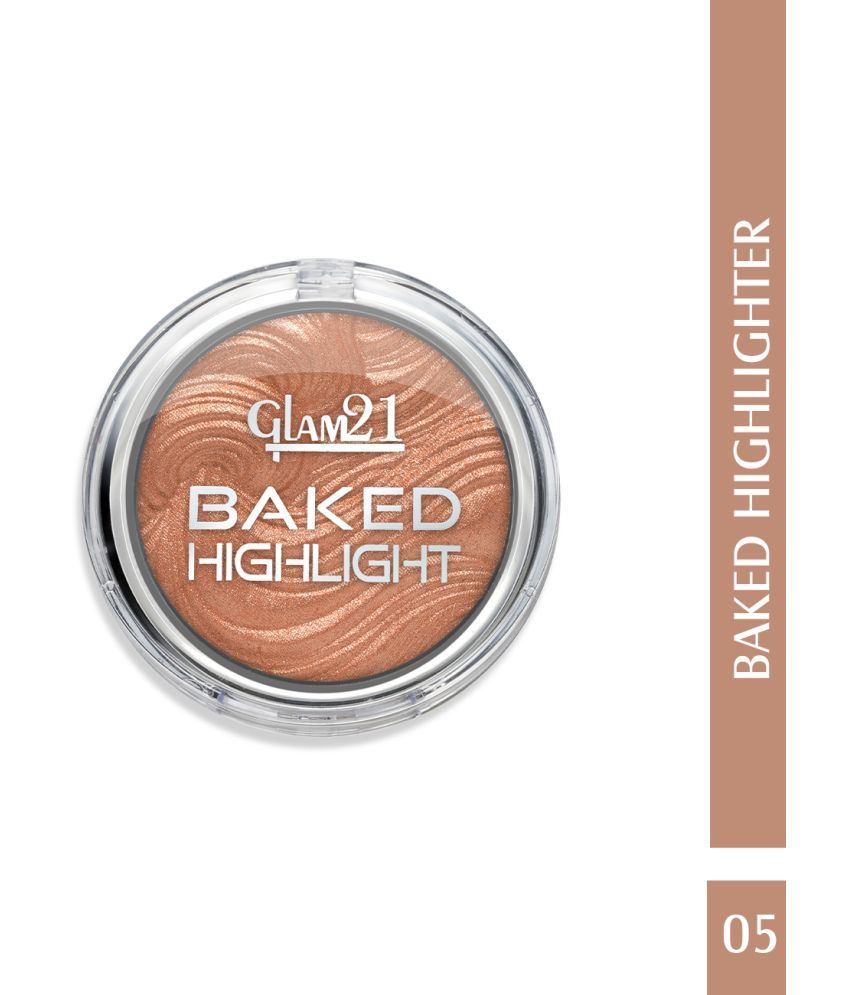     			Glam21 Baked Highlighter Silky Pigments Mettalic & Shimmer Finish Look Creamy Texture 8gm Shade-05