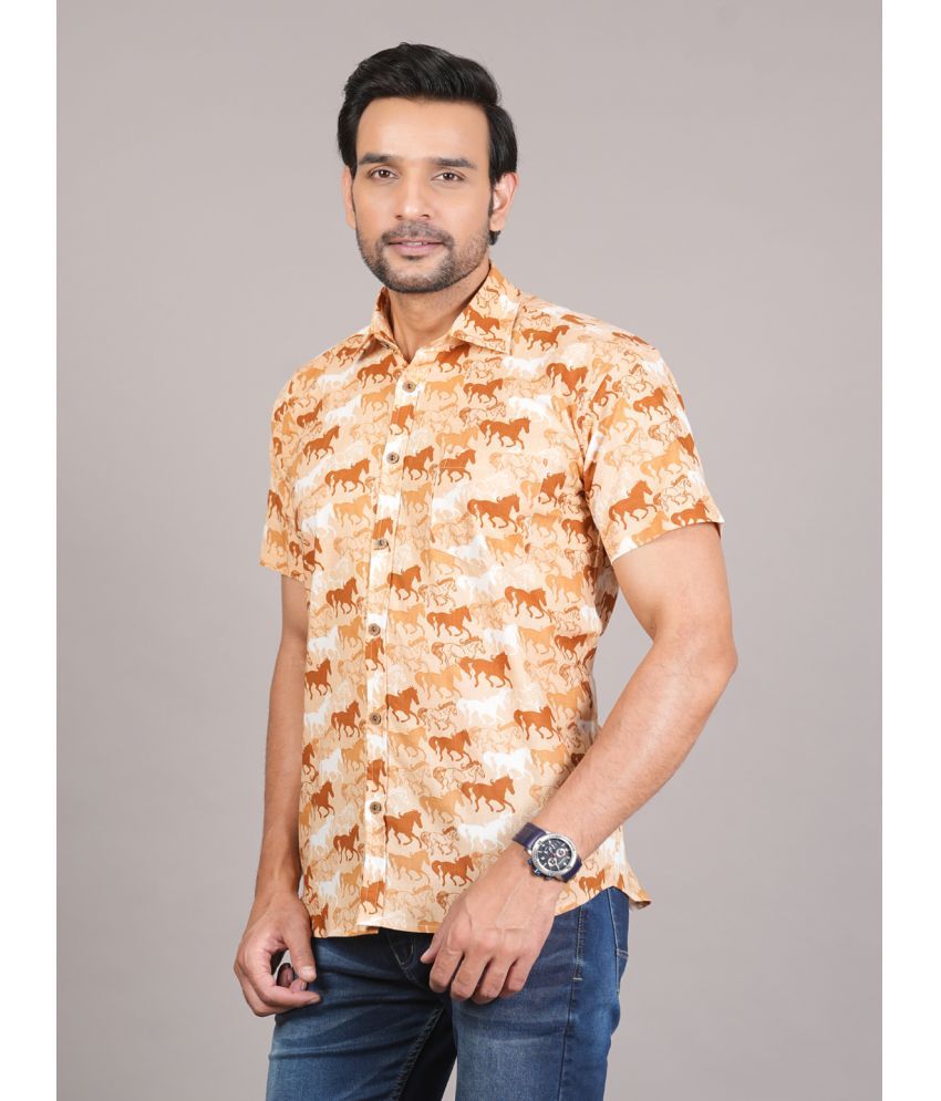     			JC4U 100% Cotton Regular Fit Printed Half Sleeves Men's Casual Shirt - Yellow ( Pack of 1 )