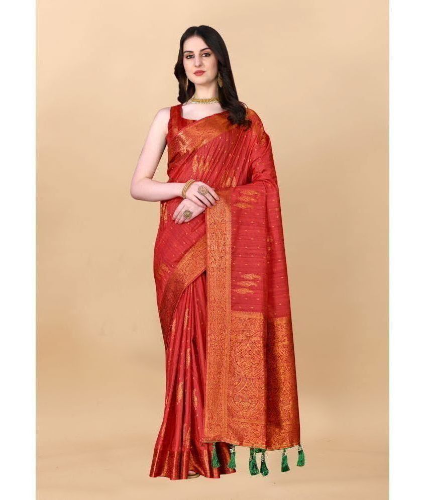     			OFLINE SELCTION Banarasi Silk Embellished Saree With Blouse Piece - Red ( Pack of 1 )