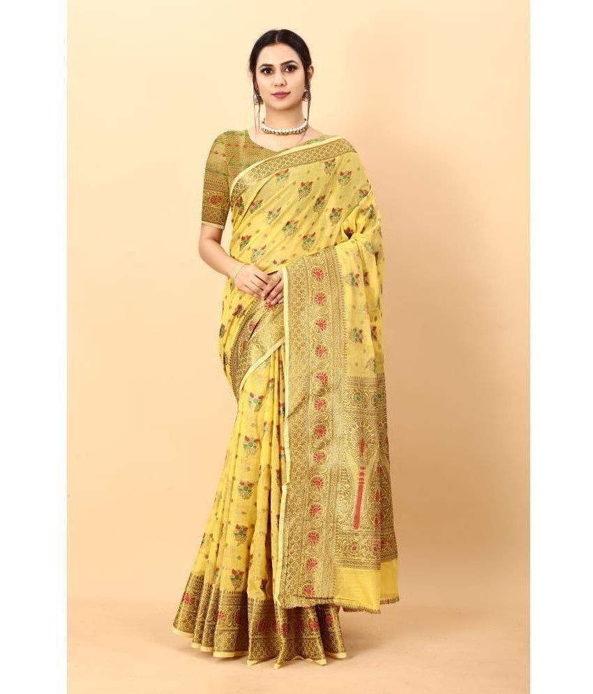     			OFLINE SELCTION Silk Embellished Saree With Blouse Piece - Yellow ( Pack of 1 )