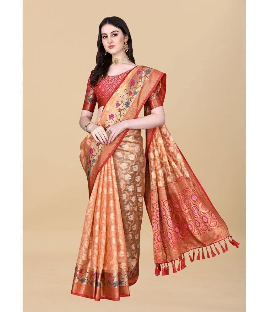     			OFLINE SELCTION Silk Embellished Saree With Blouse Piece - Orange ( Pack of 1 )