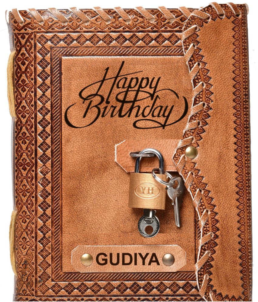     			Rjkart GUDIYA Embossed Happy Birthday Gift A5 Diary unruled 200 Pages (Brown) - 120 GSM