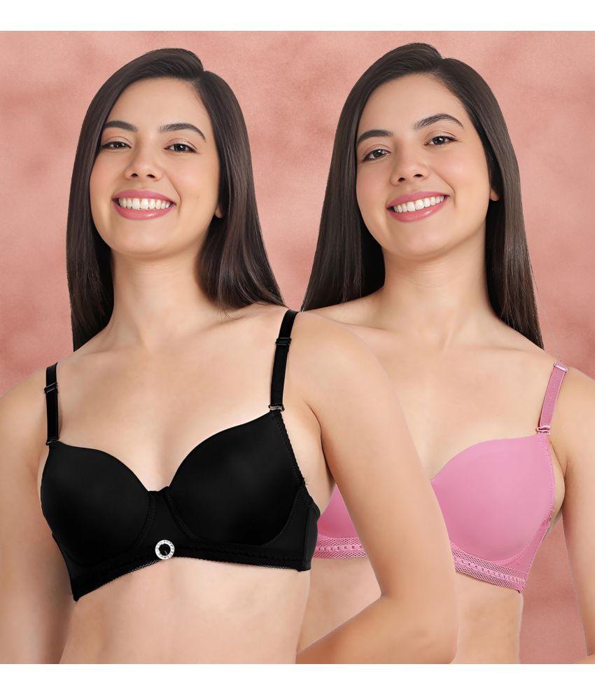     			Susie Pack of 2 Nylon Women's T-Shirt Bra ( Pink ) susi-c2b-1462