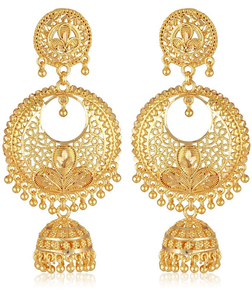     			Vighnaharta Golden Jhumki Earrings ( Pack of 1 )