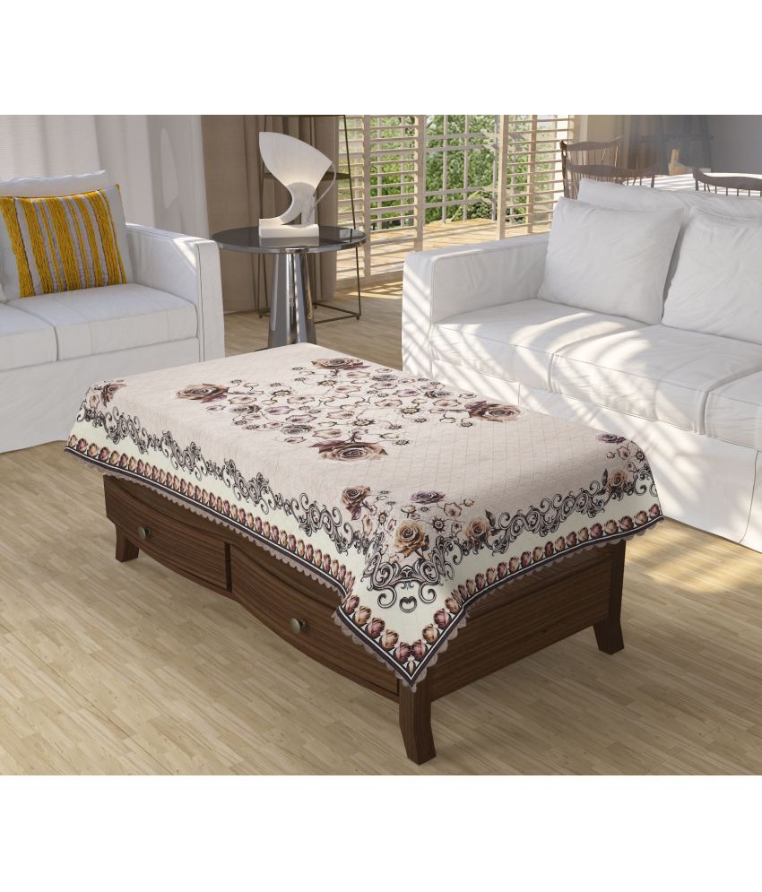     			WISEHOME Printed Velvet 4 Seater Rectangle Table Cover ( 137 x 91 ) cm Pack of 1 Brown