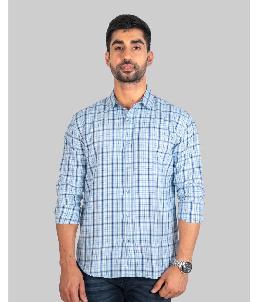     			X-COLOURS 100% Cotton Regular Fit Checks Full Sleeves Men's Casual Shirt - Light Blue ( Pack of 1 )