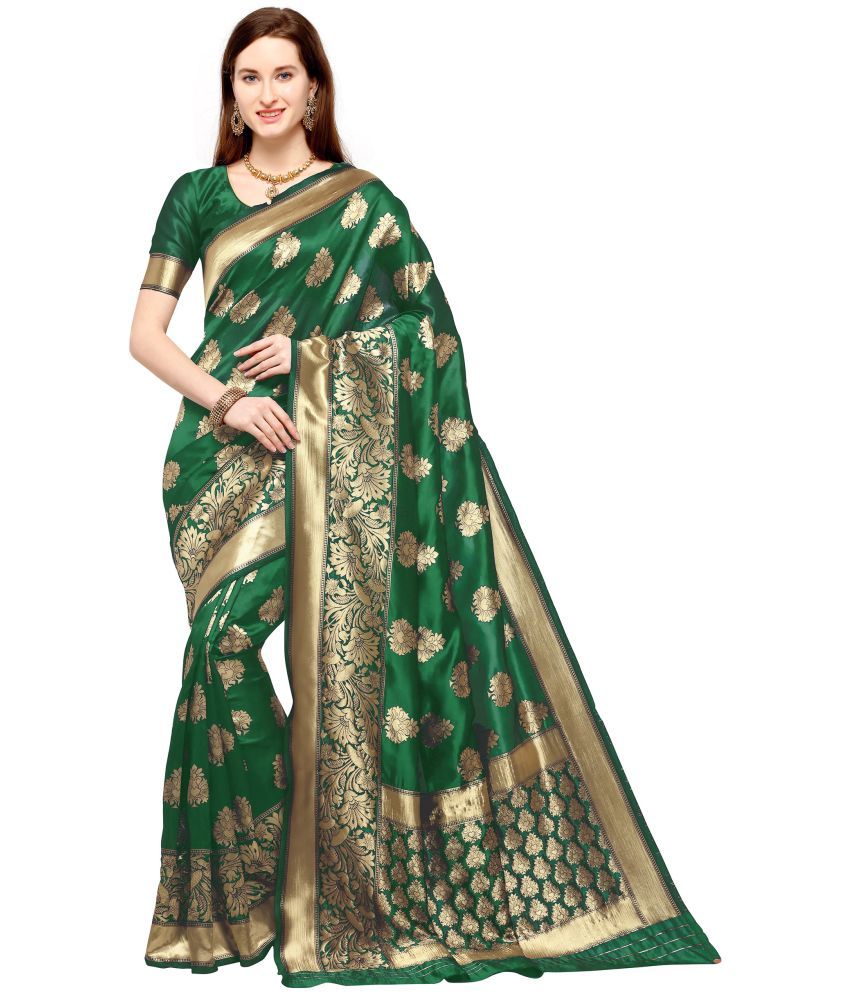     			kedar fab Banarasi Silk Woven Saree With Blouse Piece - Green ( Pack of 1 )