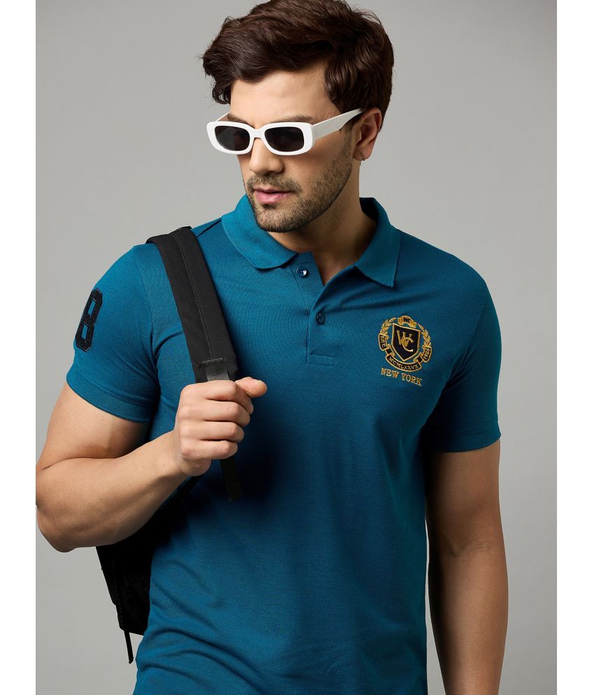     			zigo Pack of 1 Cotton Blend Regular Fit Embroidered Half Sleeves Men's Polo T Shirt ( Teal Blue )