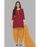 shree jeenmata collection Cotton Printed Kurti With Patiala Women's Stitched Salwar Suit - Red ( Pack of 1 )