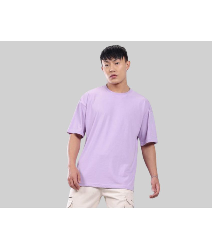     			AKTIF Cotton Blend Oversized Fit Solid Half Sleeves Men's T-Shirt - Lavender ( Pack of 1 )