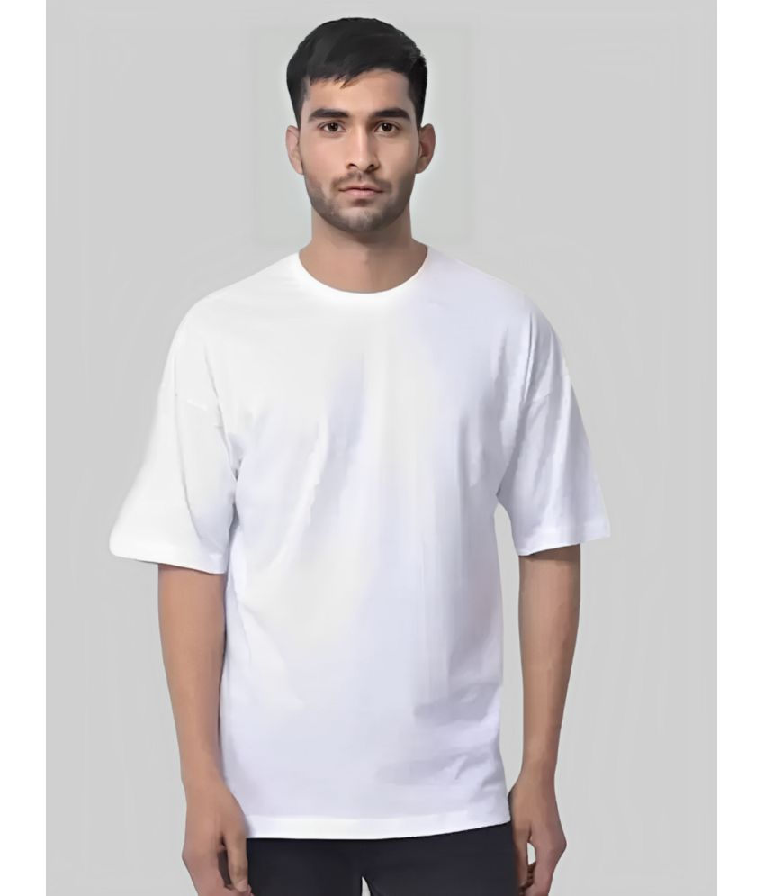     			AKTIF Cotton Blend Oversized Fit Solid Half Sleeves Men's T-Shirt - White ( Pack of 1 )