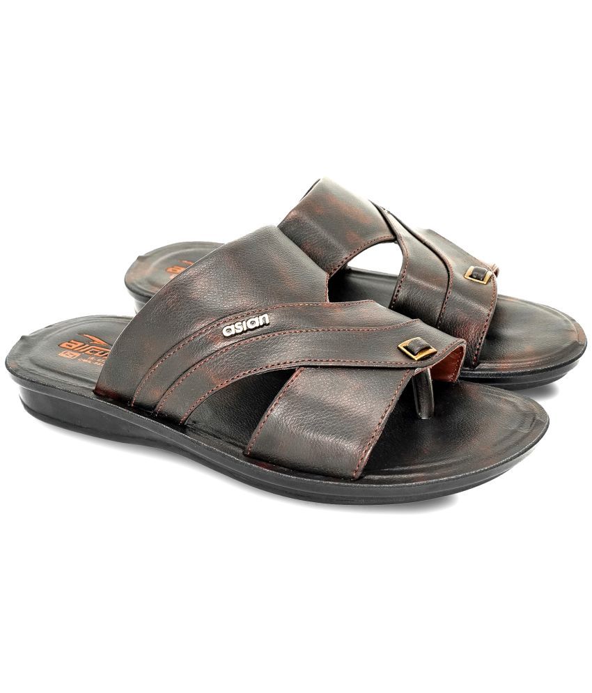     			ASIAN Brown Men's Leather Slipper