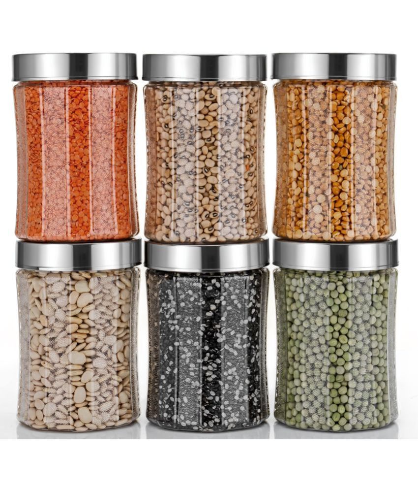     			Analog Kitchenware Pulse/Food/Grocery Plastic Silver Dal Container ( Set of 6 )