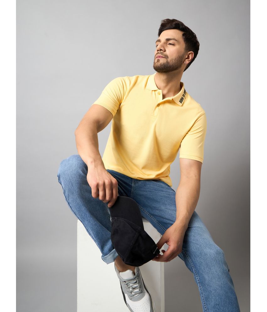     			Club York Cotton Blend Regular Fit Solid Half Sleeves Men's Polo T Shirt - Yellow ( Pack of 1 )