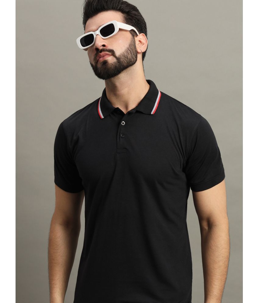     			GET GOLF Cotton Blend Regular Fit Solid Half Sleeves Men's Polo T Shirt - Black ( Pack of 1 )