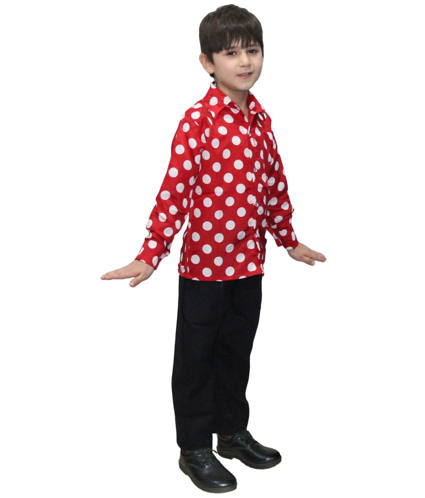     			Kaku Fancy Dresses Polka Dot Shirt Western Costume for Boys, 7-8 Years (Red & White)