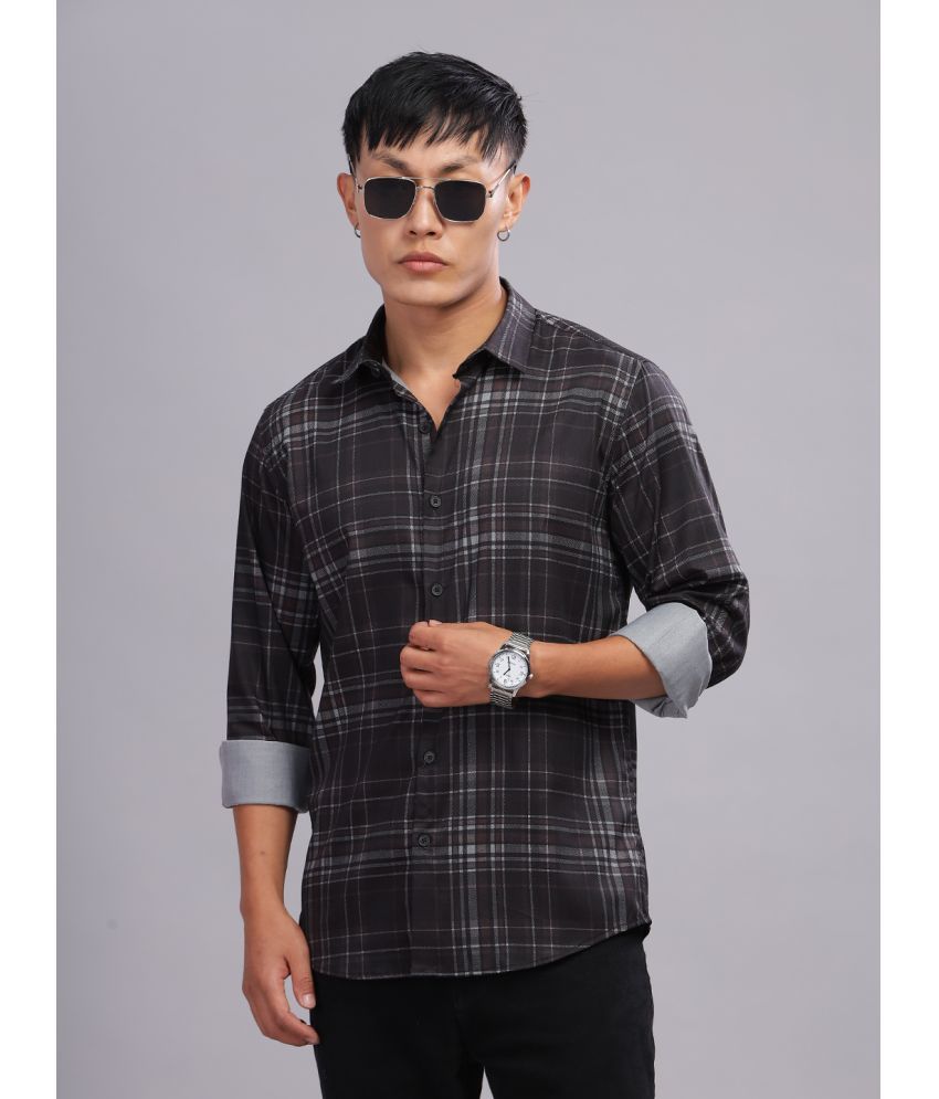     			Paul Street Polyester Slim Fit Checks Full Sleeves Men's Casual Shirt - Brown ( Pack of 1 )