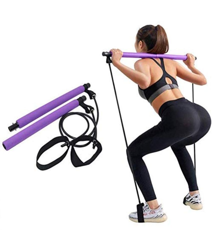     			Portable Pilates Bar Kit with Resistance Band Yoga Exercise Pilates Stick with Foot Loop, Pack of 1