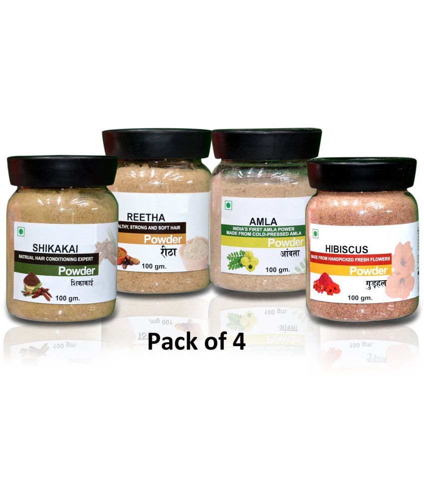     			Pure and natural Shikakai, Reetha, Amla and Hibiscus Powder for hair (Pack of 4)