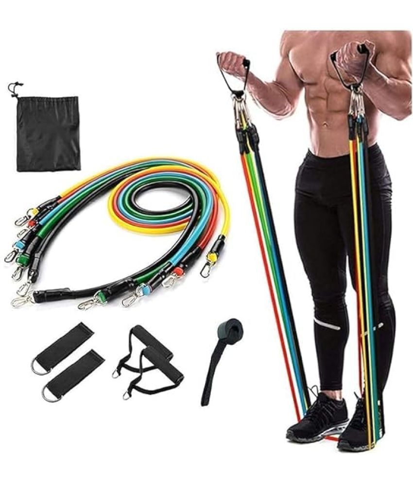     			Resistance Bands Resistance Tube for Stretching, Exercise and Workout Toning Tube Resistance Rope Set 11 Stackable Kit, Pack of 1