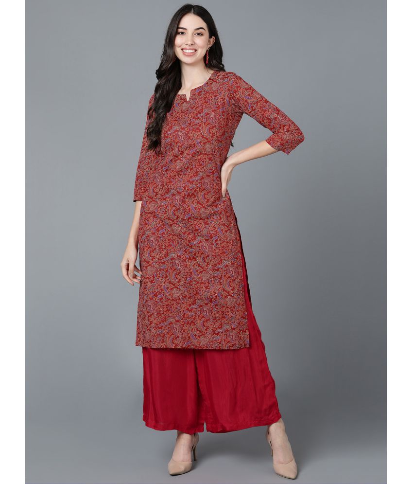     			Vaamsi Cotton Printed Straight Women's Kurti - Red ( Pack of 1 )