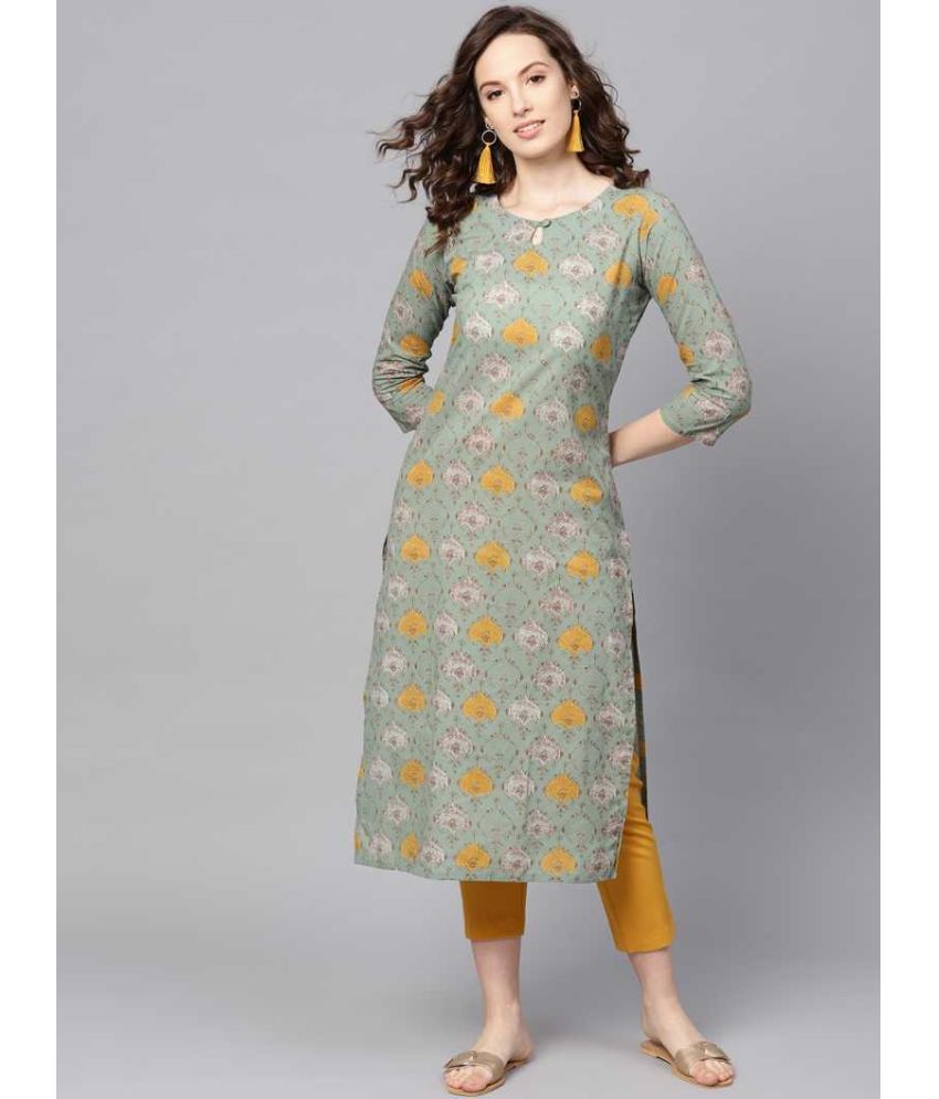     			Vaamsi Rayon Printed Straight Women's Kurti - Green ( Pack of 1 )