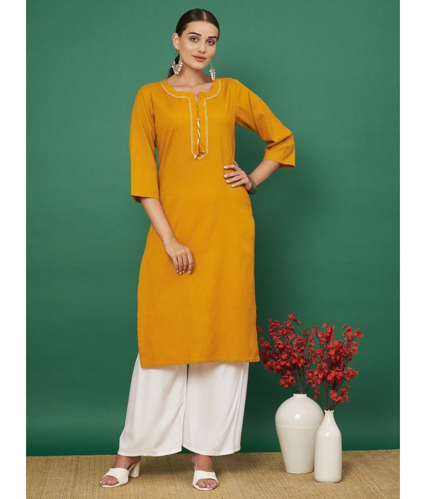     			Vbuyz Cotton Flex Solid Straight Women's Kurti - Yellow ( Pack of 1 )