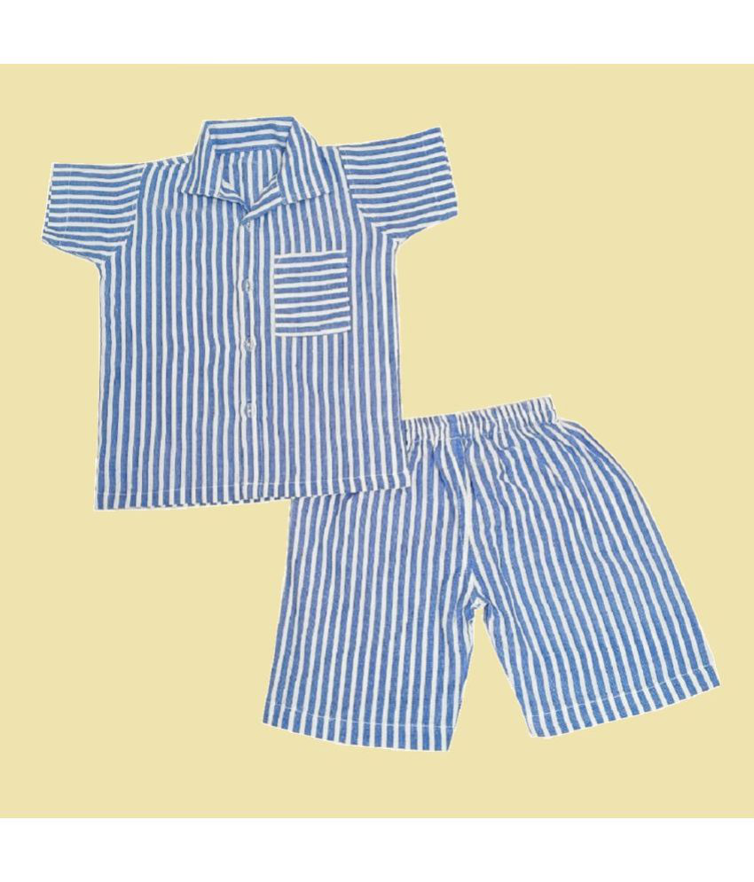     			harshvardhanmart Blue Cotton Unisex Shirt & Shorts ( Pack of 1 )