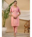 Juniper Rayon Printed Kurti With Pants Women's Stitched Salwar Suit - Peach ( Pack of 1 )