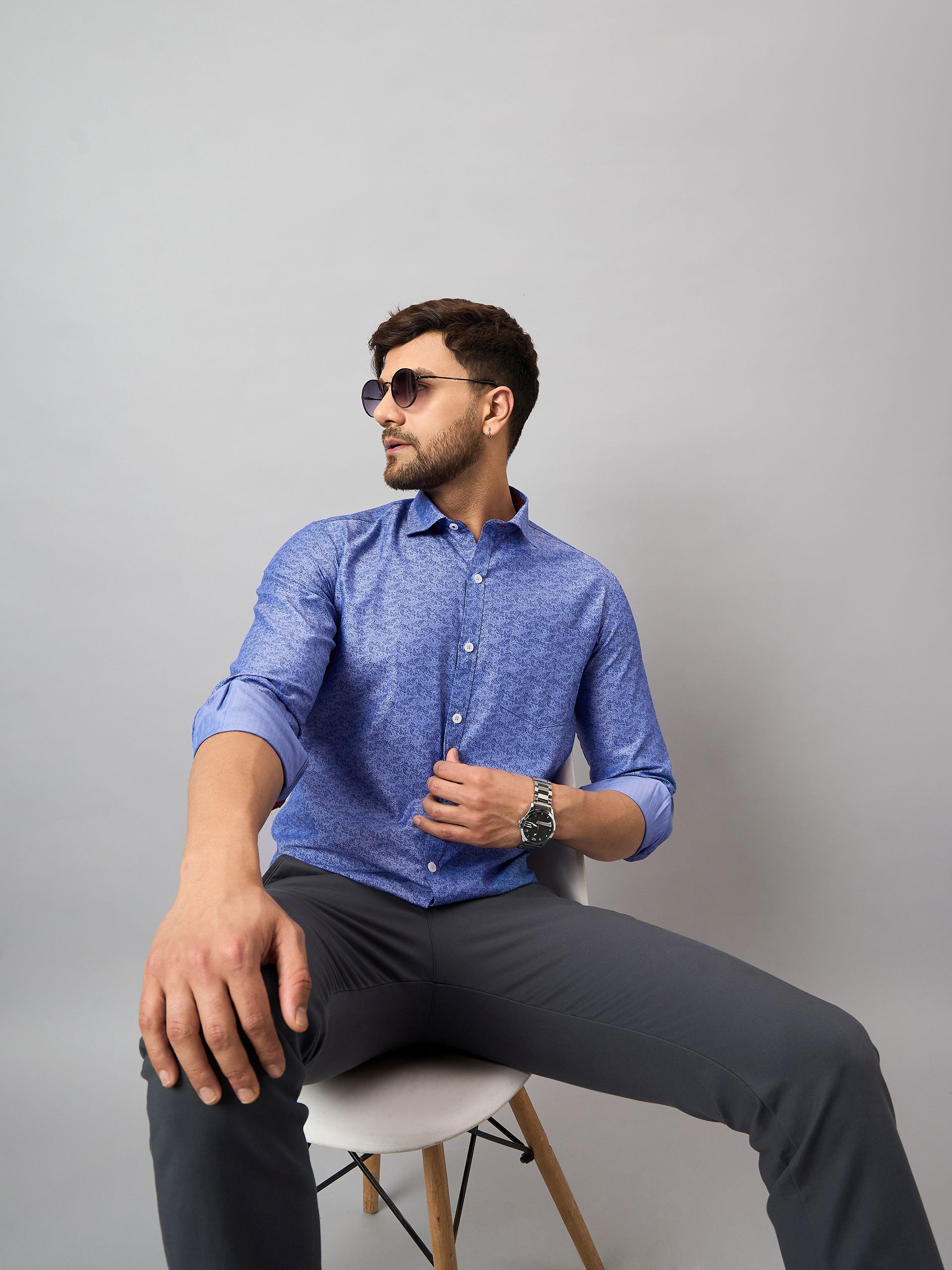     			Club York Cotton Blend Regular Fit Printed Full Sleeves Men's Casual Shirt - Blue ( Pack of 1 )