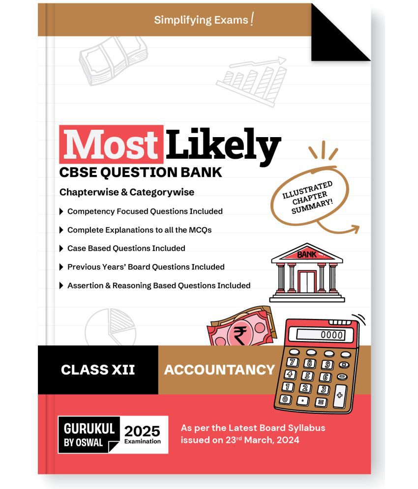     			Gurukul By Oswal Accountancy Most Likely CBSE Question Bank for Class 12 Exam 2025 - Chapterwise & Categorywise, Competency Focused Qs, MCQs, Case, As
