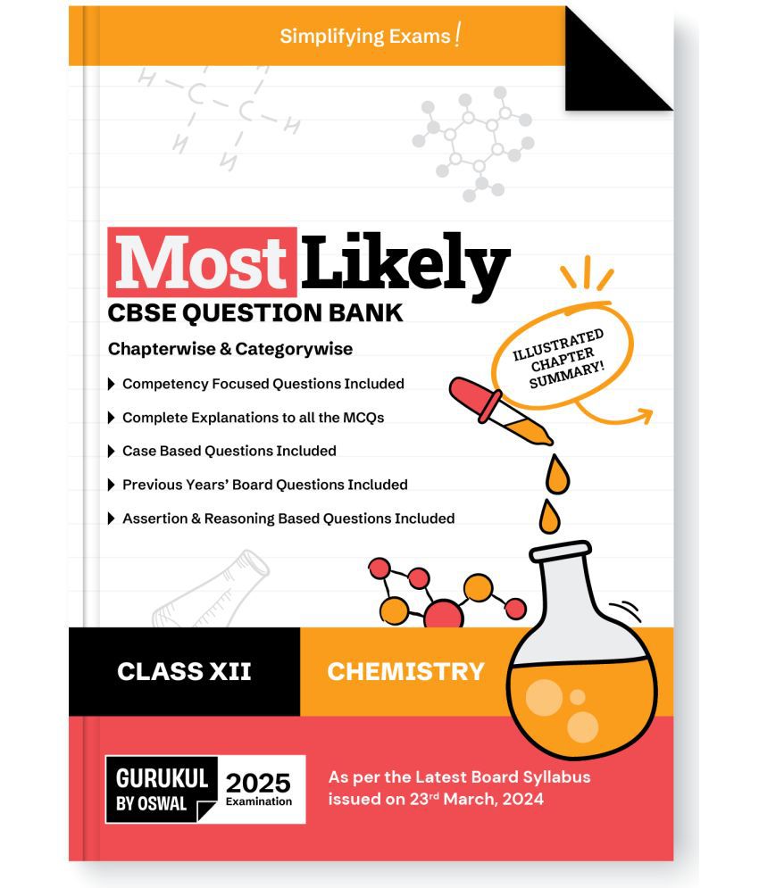     			Gurukul By Oswal Chemistry Most Likely CBSE Question Bank for Class 12 Exam 2025 - Chapterwise & Categorywise, Competency Focused Qs, MCQs, Case, Asse