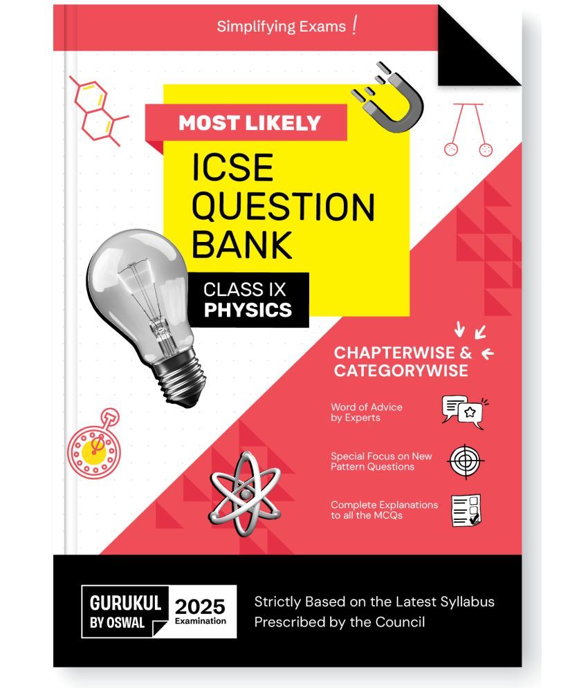     			Gurukul By Oswal Physics Most Likely Question Bank for ICSE Class 9 for Exam 2025 - Chapterwise & Categorywise Topics, Latest Syllabus, New Paper Patt