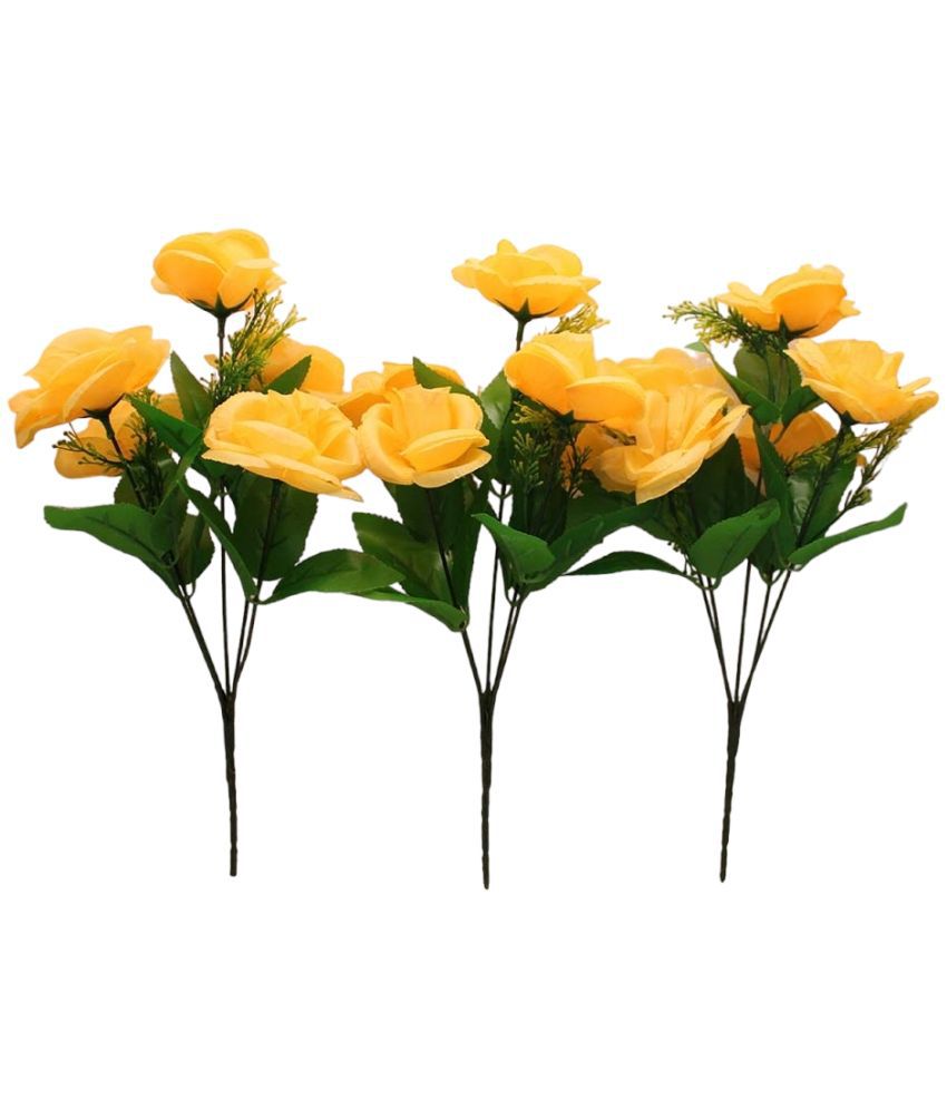     			Hidooa - Orange Rose Artificial Flowers Bunch ( Pack of 3 )