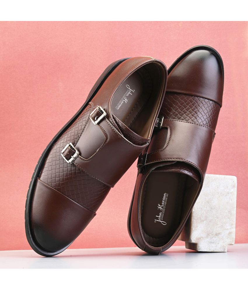     			John Karsun Brown Men's Monk Strap Formal Shoes