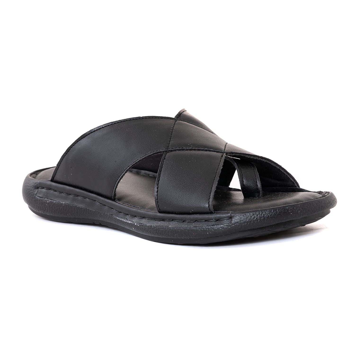     			KHADIM Black Men's Slide Flip Flop