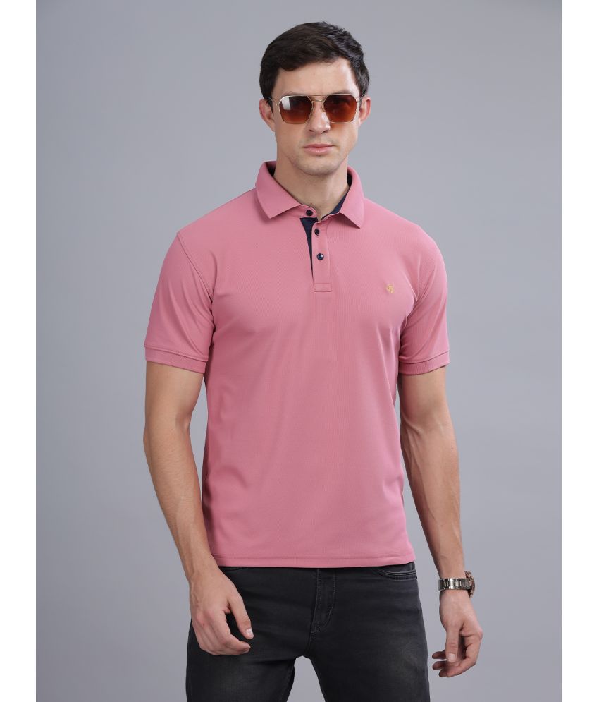     			Paul Street Polyester Slim Fit Embroidered Half Sleeves Men's Polo T Shirt - Pink ( Pack of 1 )