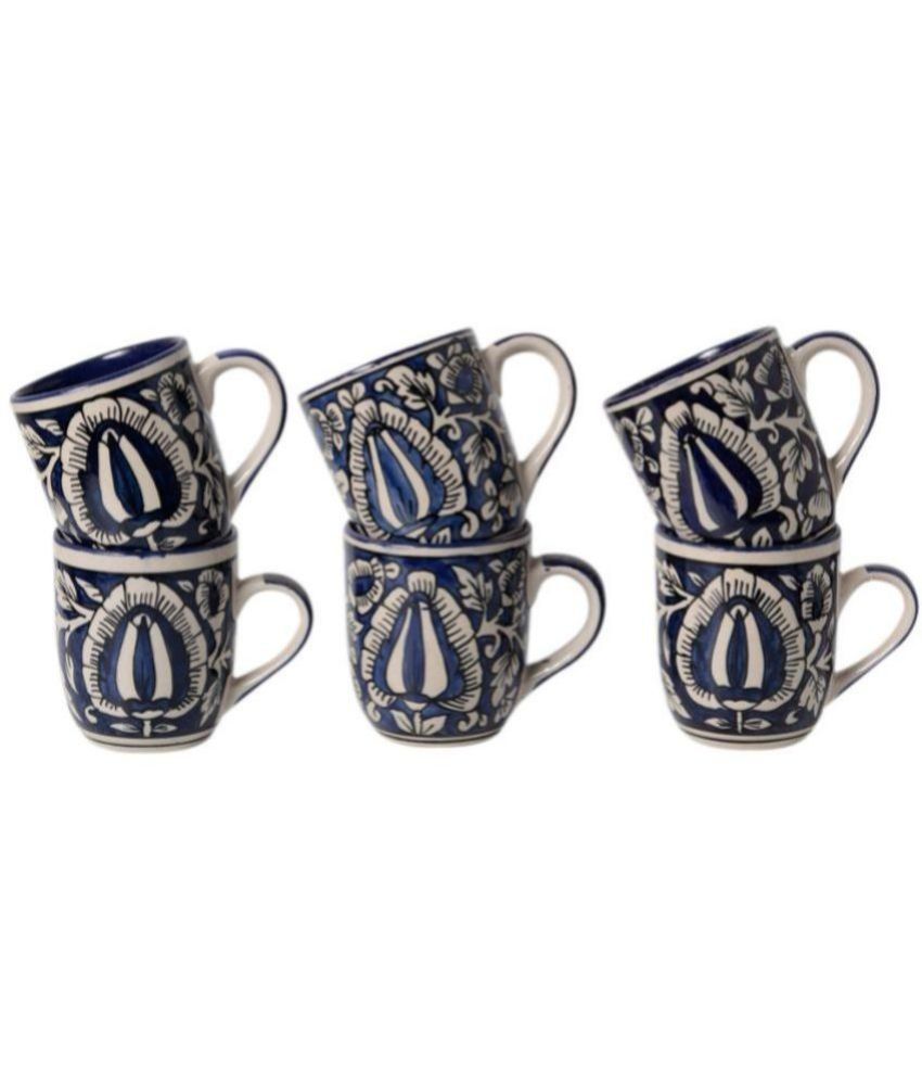     			Unravel India Ceramic Coffee Mug Floral Ceramic Coffee Mug 90 mL ( Pack of 6 )