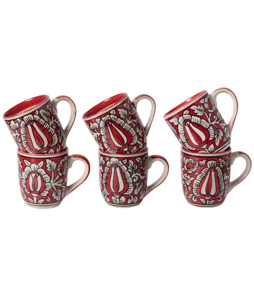     			Unravel India Ceramic Coffee Mug Floral Ceramic Coffee Mug 90 mL ( Pack of 6 )