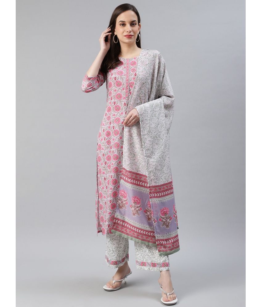     			Vaamsi Crepe Printed Kurti With Palazzo Women's Stitched Salwar Suit - Light Grey ( Pack of 1 )