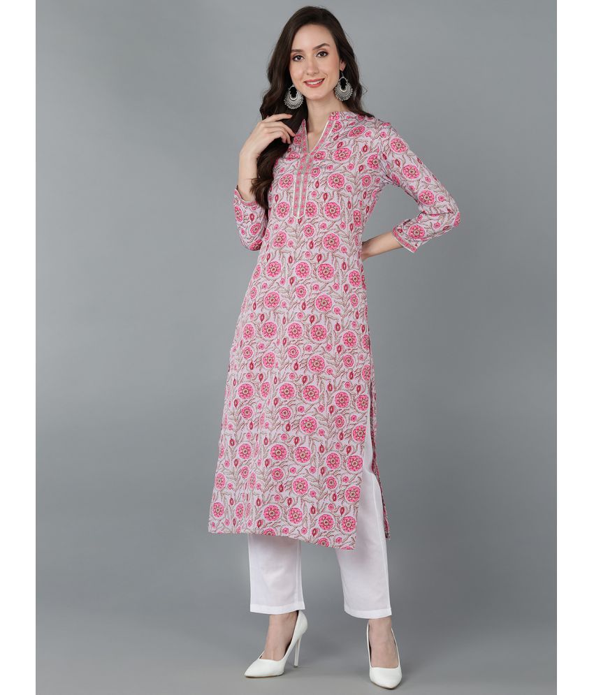     			Vaamsi Crepe Printed Straight Women's Kurti - Pink ( Pack of 1 )