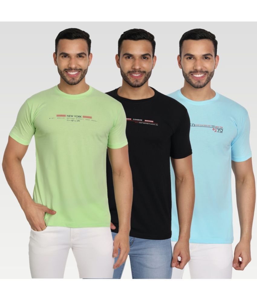     			Zeffit Pack of 3 Cotton Blend Regular Fit Men's T-Shirt ( Multicolor )