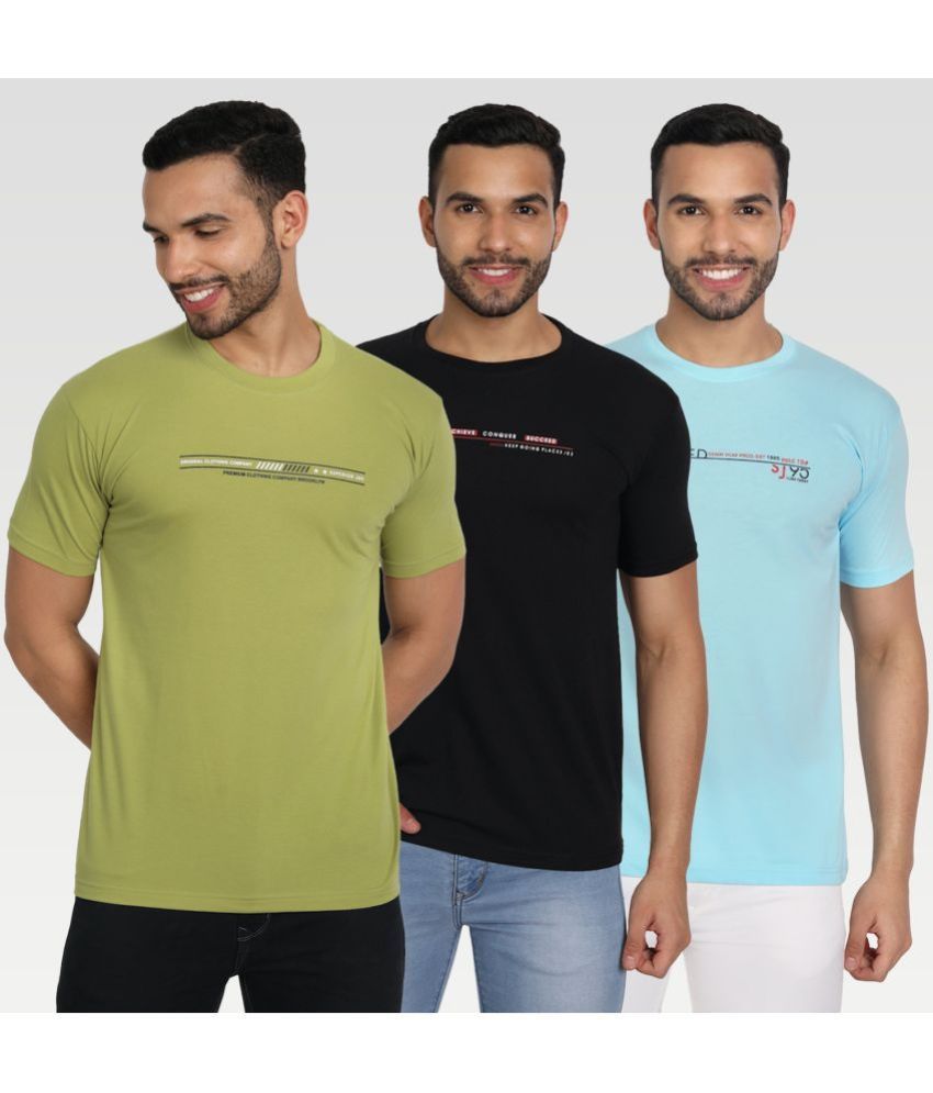     			Zeffit Cotton Blend Regular Fit Printed Half Sleeves Men's T-Shirt - Multicolor ( Pack of 3 )