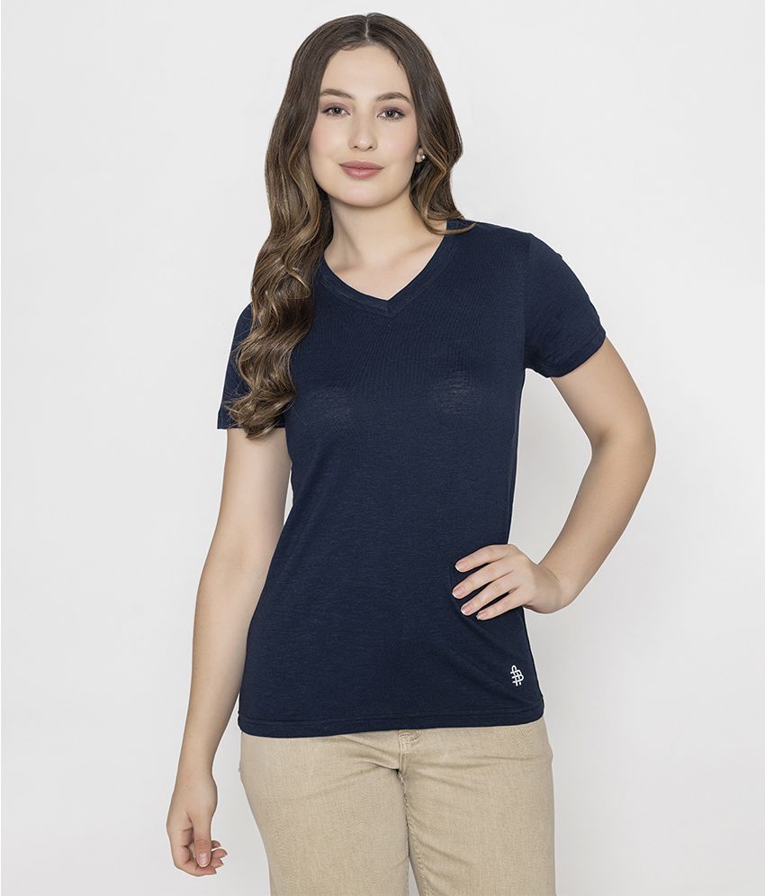    			Bonjour Retail Navy Blue Cotton Regular Fit Women's T-Shirt ( Pack of 1 )
