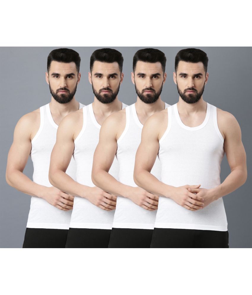     			Force NXT Pack of 4 Cotton Men's Vest ( White )