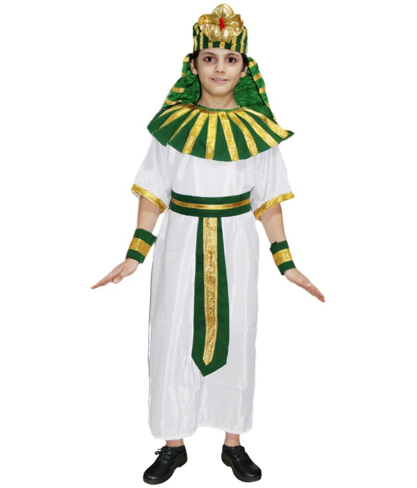     			Kaku Fancy Dresses International Ethnic Wear Egyptian God/Greek God Costume -Green, White & Gold, 3-4 Years, For Boys & Girls