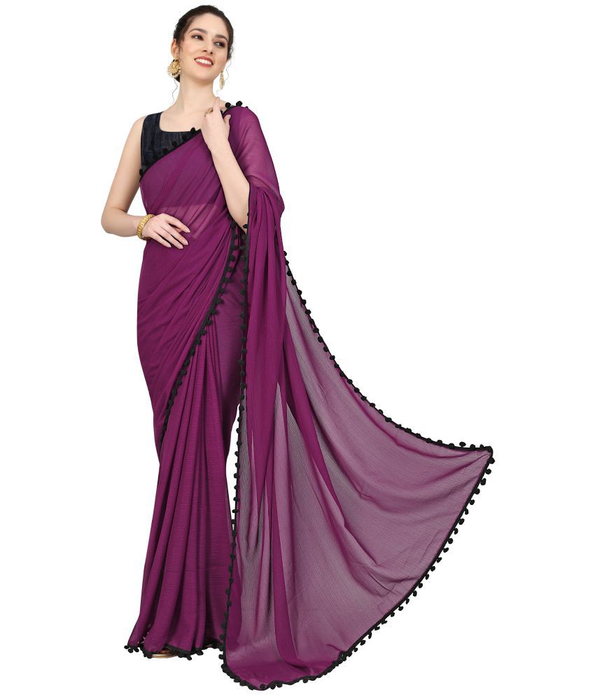     			Sidhidata Georgette Dyed Saree With Blouse Piece - Magenta ( Pack of 1 )