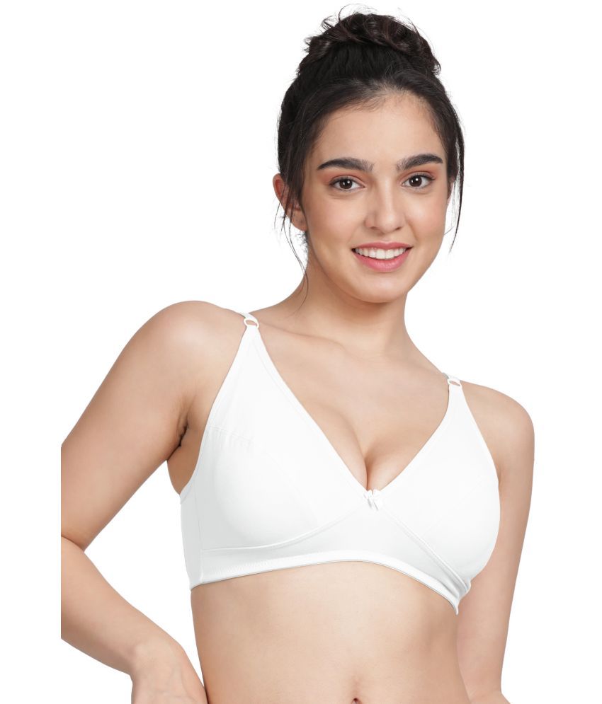     			Susie Cotton Blend Women's Plunge Bra ( White ) DIP1005-White