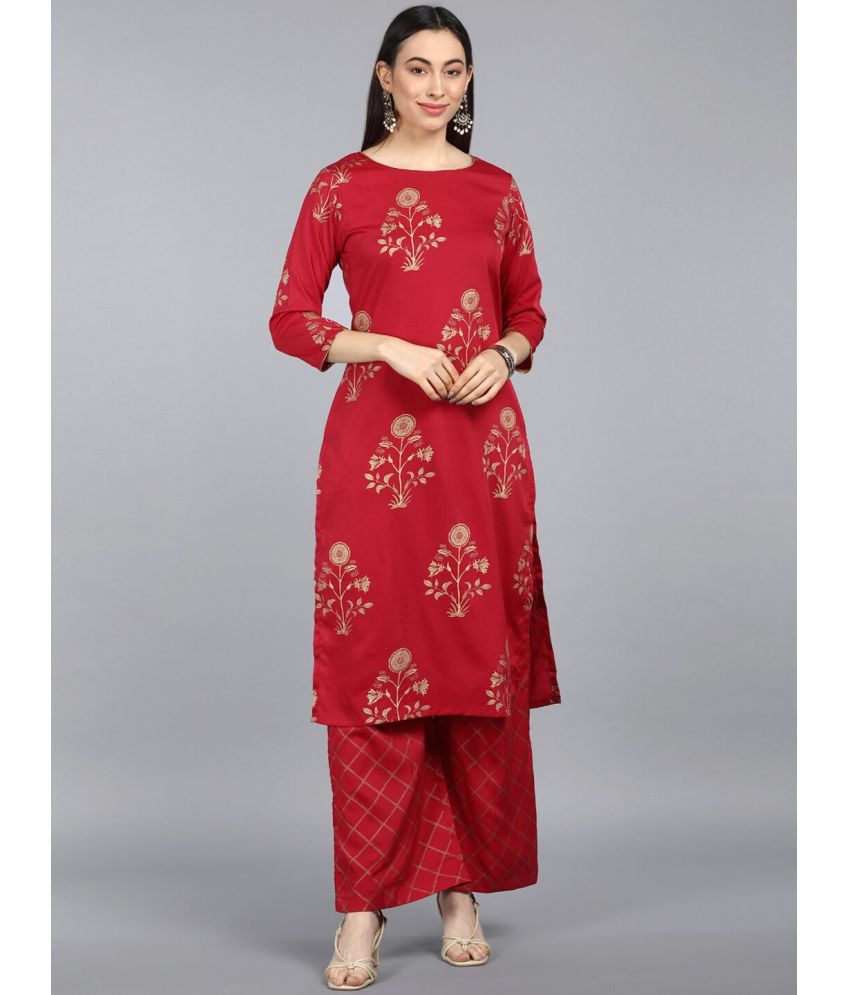     			Vaamsi Crepe Printed Kurti With Palazzo Women's Stitched Salwar Suit - Red ( Pack of 1 )
