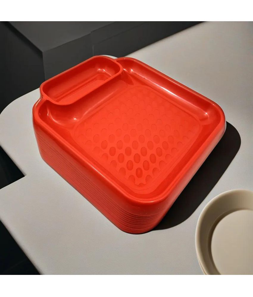     			kitchrox 12 Pcs Plastic Red Platter